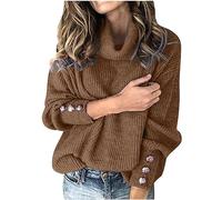 tsaChick Pullover Strickjacken Jacken Damen High Neck Sweater Damen Casual Soild Langarm Knopf Strick Pullover V Ausschnitt Pullover Mantel S-5XL