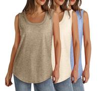 tsaChick Shirts Damen Sommer Damen Tshirt V Ausschnitt Einfarbig Langes Tshirt Damen Blusenkleid Damen Sommer Rundkragen Ärmellos Top Mit Spitzensaum Sommer Kleidung Für Damen D10256