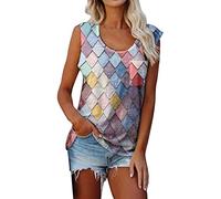 tsaChick Spaghetti Top Damen Sale Angebot Tanktop Mit Integriertem BH Ärmellose Unterhemd Summer Tops Oberteile Langarm Pailletten Oberteil Langarmshirt Rhombus Activewear-Tanktops für Damen BXI35