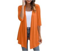 tsaChick Strickjacke Damen Sommer Lang Cardigan Leichte Sommerjacke Bolero Damen Festlich Elegant 3/4 Ärmel Bequeme Open Front Cardigan Lässige Locker Strandjacke Vorne Offen Cover Up Herbst Blouson