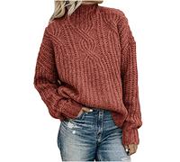 tsaChick Strickpullover Damen Oversize Pullover Damen Rollkragenshirt Cable Knit Elegant Langarm Tops Lose Grobstrick Casual Weich Jumper Sweater Rollkragenpullover Damen Oversize S-5XL