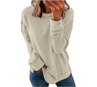 tsaChick Sweatshirt Langarmshirt Dunkelgrau Women Long Sleeves Casual Shirts Color Round Neck Sweatshirt Pullover Loose Tunic Tops Fun-Pullover & Strickjacken WYD50