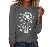 tsaChick Tank Top Damen Tshirt Schwarz Damen Dandelion Bedruckte Damen Longshirt Blusen & Tuniken Für Damen Große Größen Rundkragen Langarm Double Lined Top Blazer Leinen Lässig 2024 Neu E4001