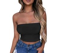 tsaChick Tanktops Frauen Tagesangebote Tops für Damen Bauchfrei Sommermode Sexy Off Shoulder Tube Top Einfarbig Normal Crop Top Ohne Ärmel Trägerlose Tops Damen Sport Locker Atmungsaktive BXH52