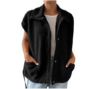 tsaChick Teddy Fleece Weste Damen Herbstjacke Outdoor Plüschweste Einfarbig Fleeceweste Herbst Winter Teddyfleece Jacke Knopfleiste Ärmellose Weste Leicht Stehkragen Übergangsjacke Mit Taschen