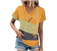 tsaChick Tshirt Damen Long Bluse Damen Lang V-Ausschnitt Tunika Damen Tanktop Damen Kurzarm Bluse Weiß Damen Vintage Tshirt Damen Longshirt Damen Kurzarm Casual 2024 Neu B8651