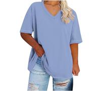 tsaChick Tshirt Damen Sommer Oversized Tshirt Damen V-Ausschnitt Top Schwarz Damen Bluse Damen Sommer Elegant Kurzarm Oversize Shirt Damen Jeansbluse Damen Schwarze Tshirt Damen 2024 Neu B5979