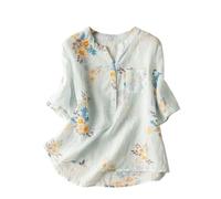 tsaChick Tshirt Damen Sommer Printed Literary Casual Button Down Collar Short Sleeve Top Classic Loose Comfortable Breathable Sale Popular Versatile 2024 New X211