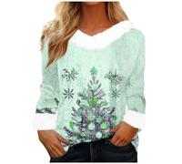 tsaChick Weihnachtsbluse Damen Damen Steppweste Lang Weiße Bluse Damen Damen Pullover Elegant Gelber Pullover Damen Basic Tshirt Damen Baumwoll Tshirt Damen Body Damen Elegant Damen Tops