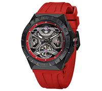 TSAR BOMBA Automatik Uhr Herren Tonneau Mechanisch Skelettuhr 100M wasserdichte Analog Männer Uhren mit Fluorkautschuk Armband Schwarz Achteckig Edelstahl Saphirglas Herrenuhren