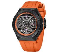 TSAR BOMBA Automatik Uhr Herren Tonneau Mechanisch Skelettuhr 100M wasserdichte Analog Männer Uhren mit Fluorkautschuk Armband Schwarz Achteckig Edelstahl Saphirglas Herrenuhren