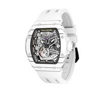 TSAR BOMBA Herren Uhr Automatik Tonneau Skelett Luxus Armbanduhr 50M Wasserdichter Analoge Mechanische Tauchen Quadratische Hohle Watch Japanisches Uhrwerk Saphirspiegel Silikonband