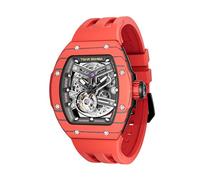 TSAR BOMBA Herren Uhr Automatik Tonneau Skelett Luxus Armbanduhr 50M Wasserdichter Analoge Mechanische Tauchen Quadratische Hohle Watch Japanisches Uhrwerk Saphirspiegel Silikonband