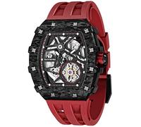 TSAR BOMBA Herrenuhr Automatik Carbon Fiber Uhren Herren- Japanisches Mechanische Uhrwerk-Saphirglas - 50M Wasserdicht-Lünette aus Kohlefaser-Silikonarmband-Luxus Leuchtend Quadratische Uhr