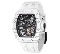 TSAR BOMBA Herrenuhr Automatik Uhren Herren- Japanisches Mechanische Uhrwerk-Saphirglas - 50M Wasserdicht-Lünette aus Kohlefaser-Fluorkautschuk-Luxus Leuchtend Quadratische Uhr