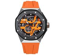 TSAR BOMBA Herrenuhren Automatik Uhren Herren Skelett Uhr Herren wasserdichte 10ATM mit FKM Uhrenarmband Schwarz Edelstahl Replikat Achteckig Geschenke Lässig Sport Leuchtende Militär für Männer Uhr