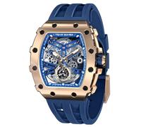 TSAR BOMBA Luxus Herren Automatik Mechanische Uhr Kohlefaser/Gehäuse aus Keramik/Fluorkautschuk/Tonneau-Uhr/Leuchtend/Elegante Geschenke für Männer