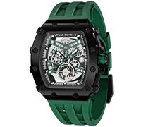 TSAR BOMBA Luxus Herren Automatik Mechanische Uhr Kohlefaser - Japanisches Uhrwerk - Saphirglas - 50M Wasserdicht Tonneau Herrenuhr- Armbanduhr Silikonarmband Leuchtend