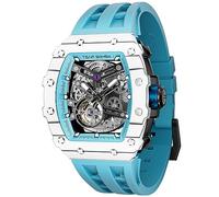 TSAR BOMBA Luxus Herren Automatik Uhr-Keramiklünette-Saphirglas-51M Wasserdicht Herrenuhr-Tonneau Armbanduhr Silikonarmband Leuchtend Elegante Geschenke für Männer