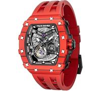 TSAR BOMBA Luxus Herren Automatik Uhr-Keramiklünette-Saphirglas-51M Wasserdicht Herrenuhr-Tonneau Armbanduhr Silikonarmband Leuchtend Elegante Geschenke für Männer