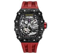 TSAR BOMBA Luxus Herren Automatik Uhr-Keramiklünette-Saphirglas-51M Wasserdicht Herrenuhr-Tonneau Armbanduhr Silikonarmband Leuchtend Elegante Geschenke für Männer