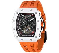 TSAR BOMBA Luxus Herren Automatik Uhr-Keramiklünette-Saphirglas-51M Wasserdicht Herrenuhr-Tonneau Armbanduhr Silikonarmband Leuchtend Elegante Geschenke für Männer