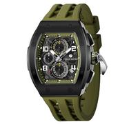 TSAR BOMBA Luxus-Quarzuhr für Herren, Leuchtzifferblatt, 5 ATM wasserdicht, Silikonarmband, Herrenarmbanduhr, Männer, 8224Q-Olive Green
