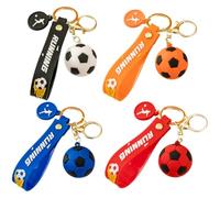 Tsffae Fußball-schlüsselanhänger, 4er-Set, Gummi-sportanhänger, Fußballgeschenk, Inspirierender Fußball-anhänger, Mini-fußball-schlüsselanhänger Für Männer