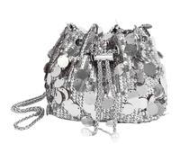 Tsffae Pailletten-Beuteltasche, Modische Handtasche Kordelzug, Großes Fassungsvermögen, Umhängetasche, Schultertasche, Glänzende, Lässige Tragetasche Für Damen