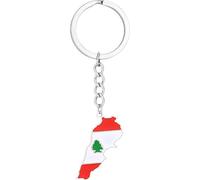 Tsffae Schlüsselanhänger Libanon-Karte Und Flagge, Metall, Libanesische Karte, Flaggen, Schlüsselanhänger, Schmuck, Geschenk Für Damen Und Herren, Handtasche, Autoschlüssel, Zubehör