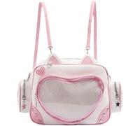 Tsffae Y2k Ita Bag Katzenrucksack Pin Display Rucksack Verstellbarer Riemen Umhängetasche, Transparente Tasche Preppy Style Schultasche Für Mädchen