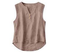 Tshirt Basic Tops Sexy Tank Top Damen V Ausschnitt Bluse Outdoor T-Shirts Ärmellose Freizeitshirt Leichte Pullover Business Passform Damenkleidung Mode Sommershirt(Kamel,XL)