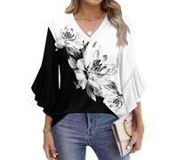 Tshirt Damen 3/4 Ärmel Sommerkleid Leicht Oversized Shirt Bluse Elegant Oberteile Baumwoll Damenblusen Weiß Sport Oversize Kurzarmpullover Große Größen Schwarz Rippshirt Kurzarm