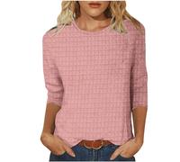Tshirt Damen 3/4 Arm Oberteile Blumen Casual Sport T-Shirt 3/4 Arm Bluse Tops Lässige Baumwolle Sommershirt Leicht Tunika Tops Sommershirts Frauen Sportshirt T Shirt Damen 3/4 Arm Baumwolle
