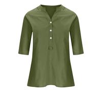 Tshirt Damen Baumwolle Button Shirt Top Stand Volltonfarbe Ärmel Kragen Casual Basic Kurzarm Lange Tshirts Streetwear T Elegant Frauen Sommershirts Leicht Und Luftig Blusen Sommer Rundhals