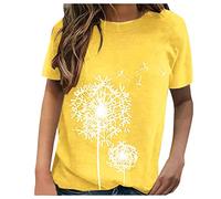 Tshirt Damen Elegant Locker Oversize Basic Retro Longshirt Tshirt Lang Baumwolle Rundhals Oberteile T Shirt Kurzarm Grosse Grössen mit Dufdruck Blusenshirt Top