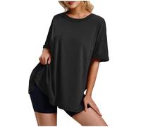 Tshirt Damen Elegant Schick, Sale Angebote Kurzärmliges Rundhals T-Shirt Mit Schlitzen Auf Beiden Seiten, Günstig Oberteile Leicht Und Luftig, Bluse Weich Bequem, Shirt Top Casual Fashion