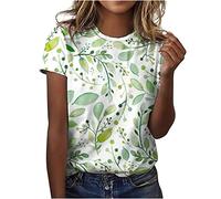 Tshirt Damen Lässige Oberteile mit 3D Rosen Schmetterlings Druck Sommer Tops Kurzärmliges T Shirt mit O Ausschnitt floralen Motiven Hemden Basic Shirt Lockere All Match Bluse Geschenk für Frauen