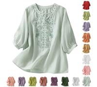 Tshirt Damen Lang, Schlupfbluse Damen Kurzarm, Leinen Shirt 3/4 Arm Blusen Tuniken Elegant Sommerbluse Blusenshirt Leicht Festliche Oberteile Tunika Tops, Meine Bestellungen Anzeigen Deutsch