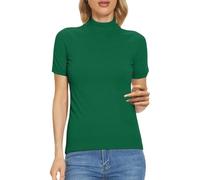 Tshirt Damen Oberteile Kurzarm Kurzarm-Rollkragenpullover Strickshirt Long Shirts Für Shirt Elegant Viskose Baumwollshirt Baumwolle T-Shirt Boxy T Basic Sommer Tops Große Größen Weiße Outfits Grün M