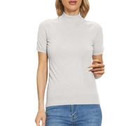 Tshirt Damen Oberteile Kurzarm Kurzarm-Rollkragenpullover Strickshirt Long Shirts Für Shirt Elegant Viskose Baumwollshirt Baumwolle T-Shirt Boxy T Basic Sommer Tops Große Größen Weiße Outfits Weiß L