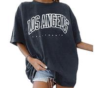 Tshirt Damen Oversize Kurzarm Sommer Oberteile Vintage Drucken Longshirt Mode Lose Rundhals T-Shirt Frauen Teenager Mädchen Tunika Bluse Lang Tops Streetwear Sport Sweatshirt Pullover