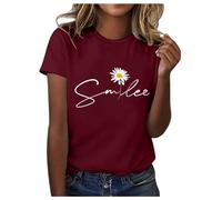 Tshirt Damen Schwarz, Damen Oberteile Sommer Elegant, Tee Shirts Kurzen Ärmeln Rundhalsausschnitt Sommershirt Gedruckt Basic Tee Top Loose Lässig Bluse Luftig Leicht Sporttop Vielseitig Beach