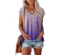 Tshirt Damen Sommer ärmellose Shirts Oberteile Frauen Bluse Teenager Mädchen Lässige V Ausschnitt Elegant Bluse Weißes T-Shirt Damen Locker Sommerbluse Leicht Kurzarm Sommertop