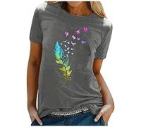 Tshirt Damen Sommer Tops Kurzarm Oberteile Bluse V-Ausschnitt Longshirt Locker Tunika Tops Shirtbluse Tunika Große Größen Bluse Elegant Obertei Kurzarm Lässig Blusen