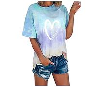 Tshirt Damen Tie Dye T-Shirt Damen Bunt Batik Shirt Rundhals Kurzarm Bluse Oberteil Frauen Mode Farbverlauf Longshirt Sommer Tops Lang Oversize Tee Tshirt
