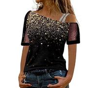 Tshirt Damen V-Ausschnitt Elegant Blumenmuster Casual Blusen Tees Oberteil Tops Freizeit Locker Retro Sommershirt Tunika T-Shirt Streetwear Blusentops Damenbluse Blumenshirt Teenager Mädchen E743