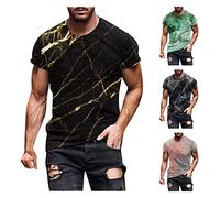 Tshirt für Herren Regular Fit Kurzarm T-Shirt Männer Basic Shirt Marmor Druck Loose Fit Kurzarm Oberteil mit Rundhals Geschenk Für Männer Kurzen Ärmel T-Shirts
