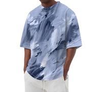 Tshirt Grün T- Shirt Für Herren Lange Tshirts Männer Tshirt Loose Fit Mode Casual Print Farbblöcke Graffiti Tee Shirt