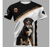 Tshirt Herren,3D-Gedruckte Kurzärmelige Hemden Lustige Animal Print Schweizer Berner Sennenhund Schwarz Gold Unisex Casual Atmungsaktives Sweatshirt Rundhalsausschnitt Streetwear Für Indoor Outdoor